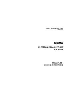 Sigma EF 630 manual. Camera Instructions.